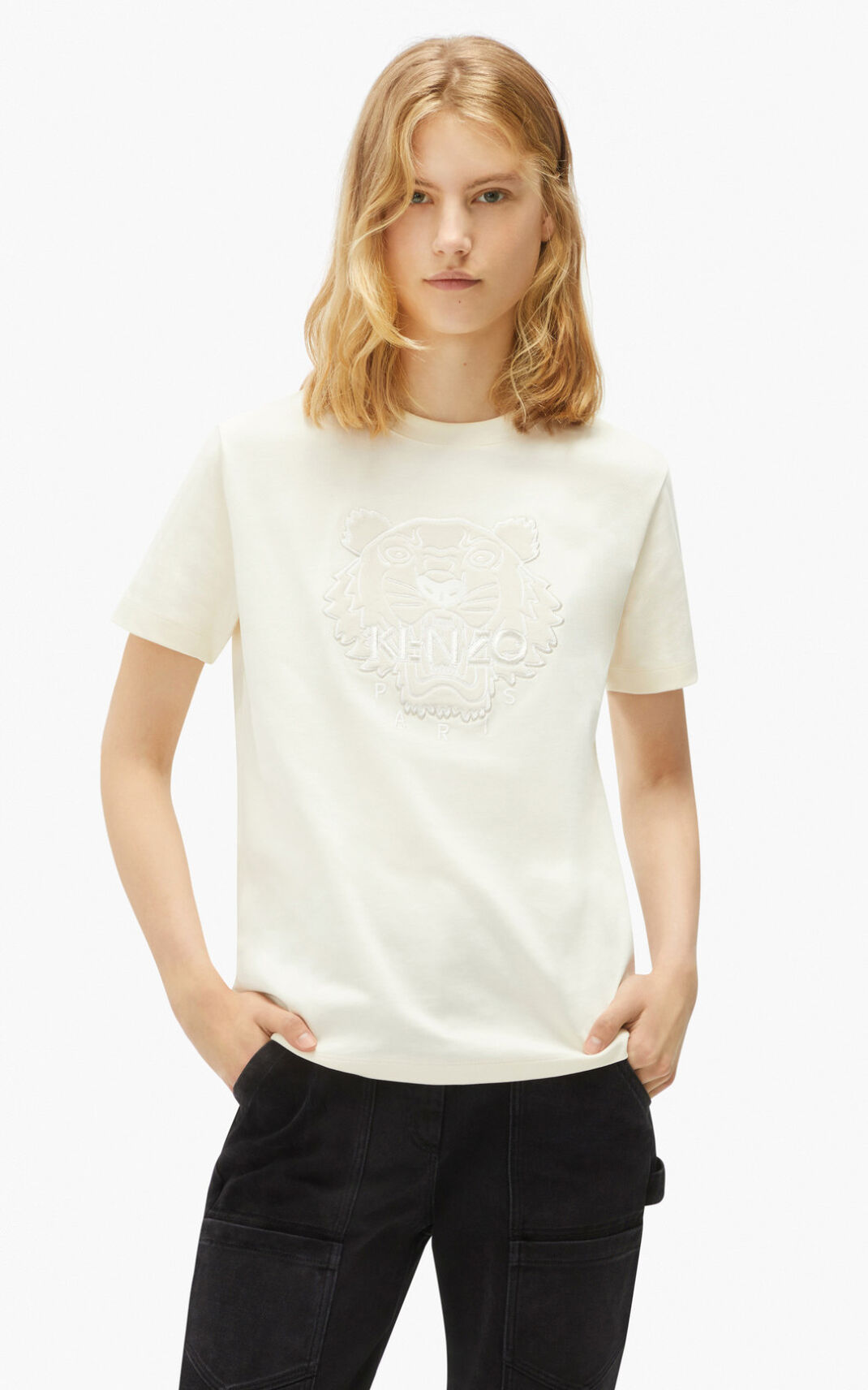 Kenzo The Invierno Capsule loose fit tiger Camisetas Mujer Blancas | 7143092-WT